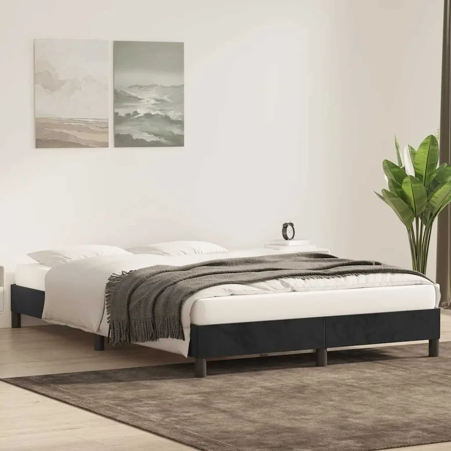 Cadre de lit sans matelas noir 160x220 cm velours - 3