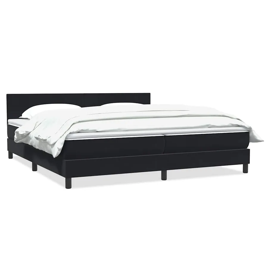 Sommier à lattes de lit avec matelas noir 200x220 cm velours