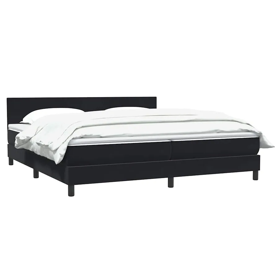 Sommier à lattes de lit avec matelas noir 200x220 cm velours - 4