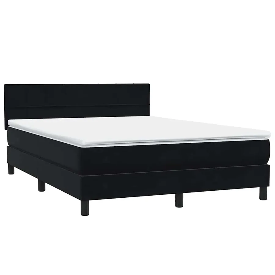 Sommier à lattes de lit avec matelas noir 160x220 cm velours - 4