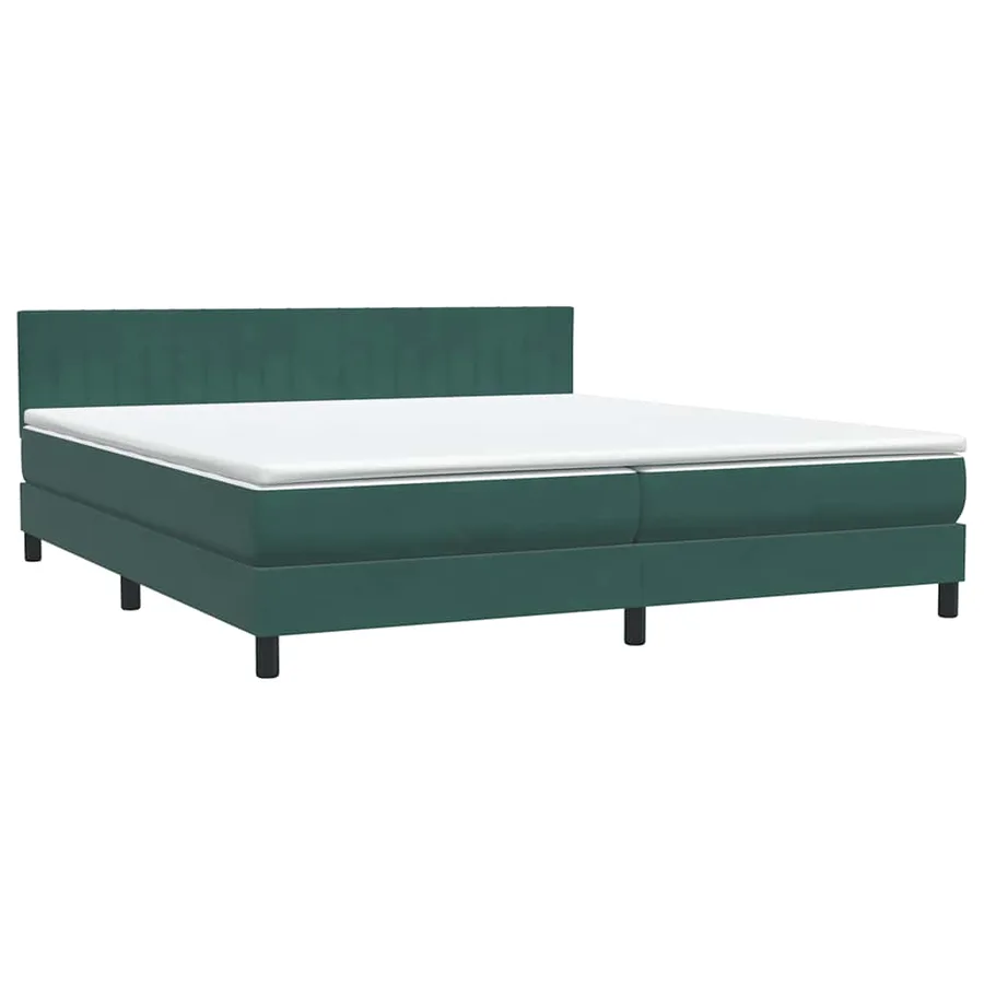 Sommier à lattes de lit et matelas vert foncé 180x220cm velours - 2