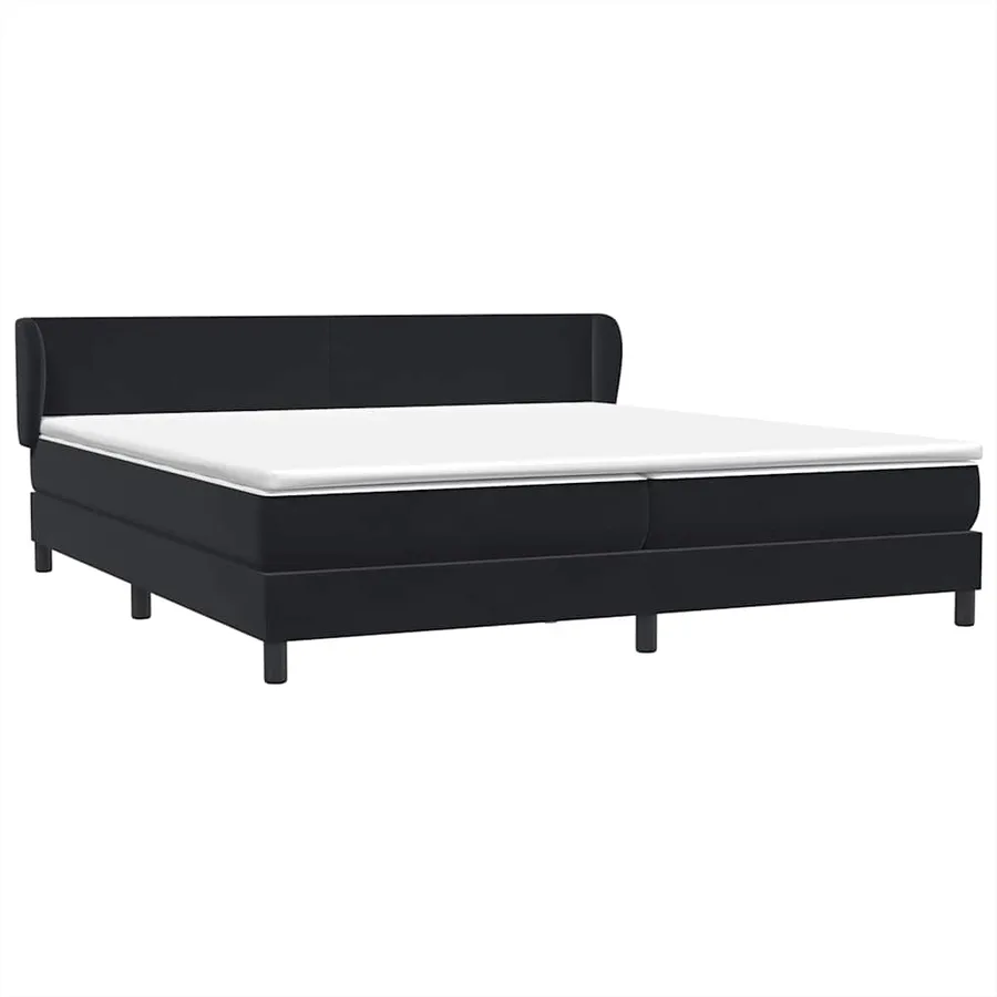 Sommier à lattes de lit avec matelas noir 200x220 cm velours - 2