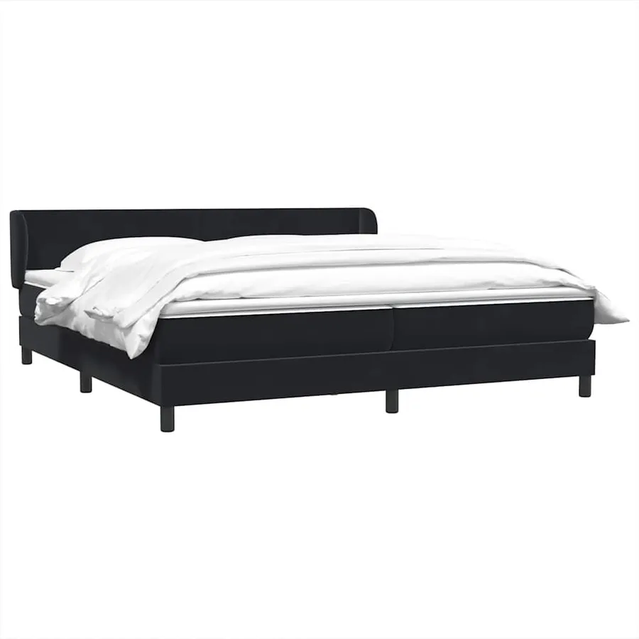 Sommier à lattes de lit avec matelas noir 200x220 cm velours - 4