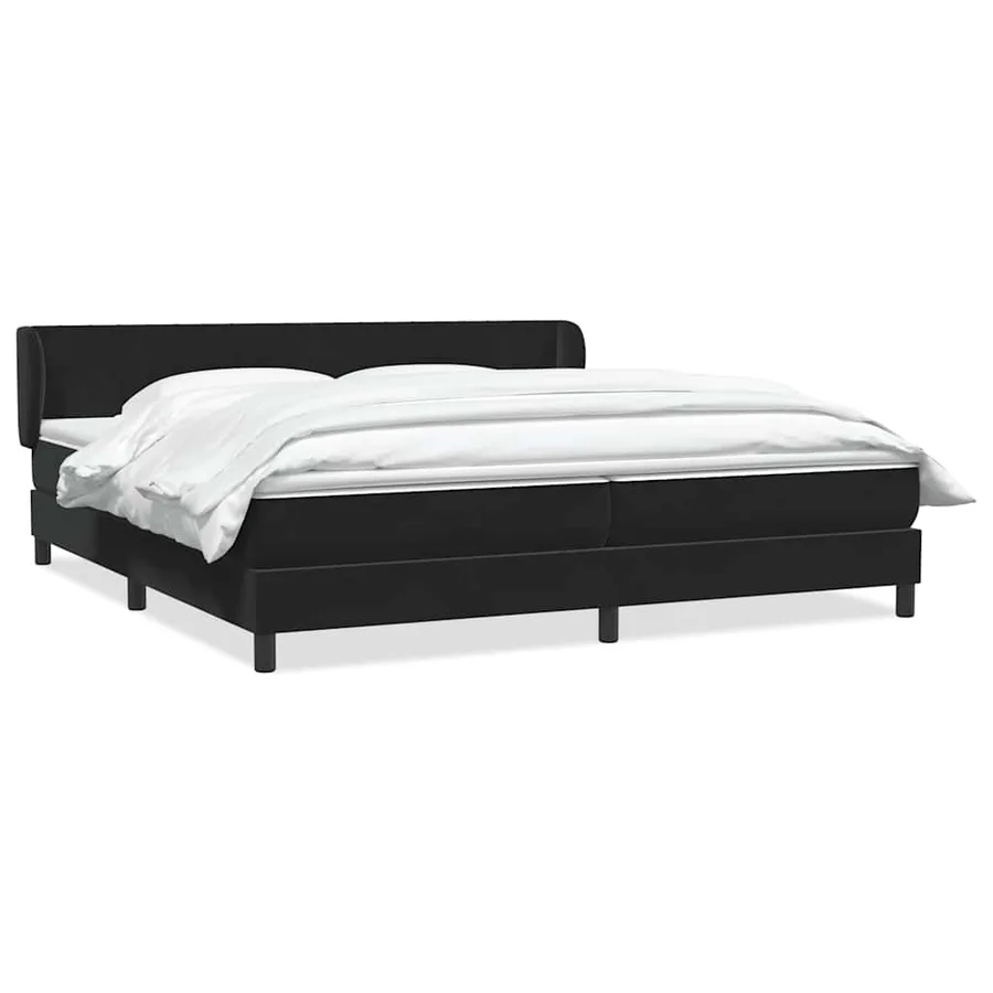 Sommier à lattes de lit avec matelas noir 200x220 cm velours - 2