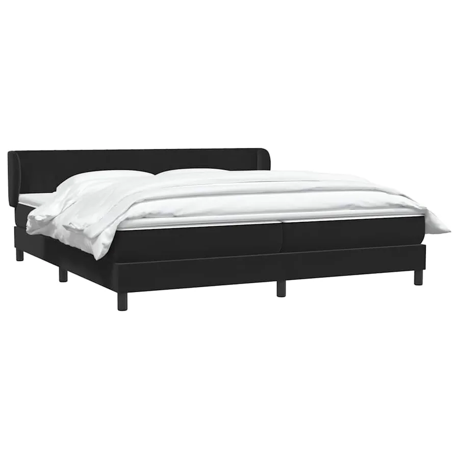 Sommier à lattes de lit avec matelas noir 200x220 cm velours - 3