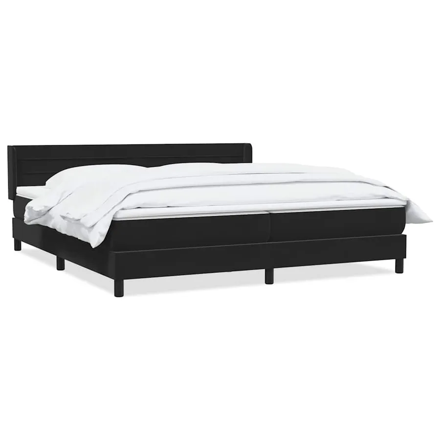 Sommier à lattes de lit avec matelas noir 200x220 cm velours - 2
