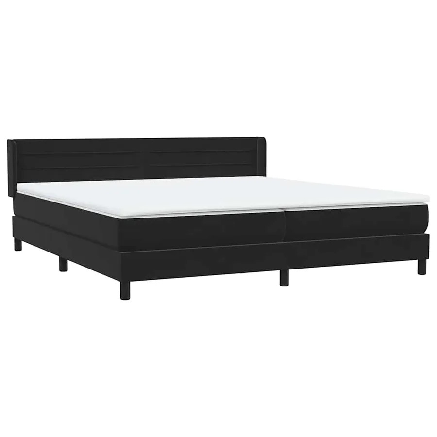 Sommier à lattes de lit avec matelas noir 200x220 cm velours - 4