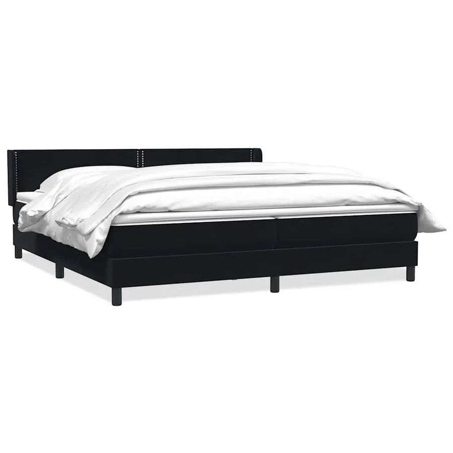 Sommier à lattes de lit avec matelas noir 200x220 cm velours - 2