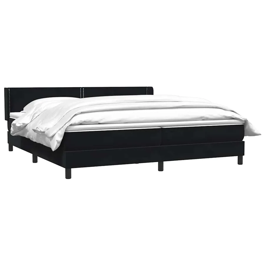 Sommier à lattes de lit avec matelas noir 200x220 cm velours - 3