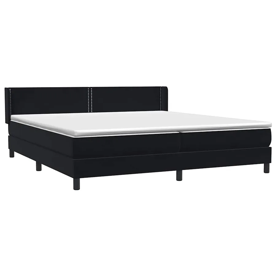 Sommier à lattes de lit avec matelas noir 200x220 cm velours - 4