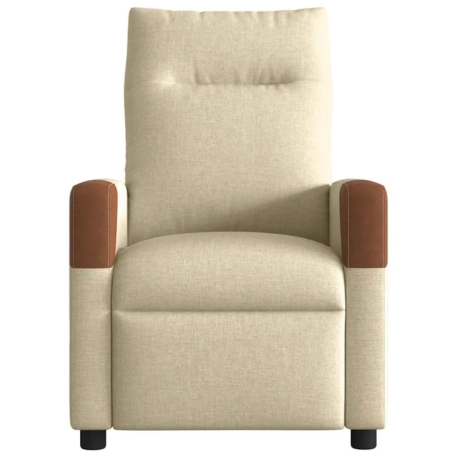 Fauteuil inclinable de massage électrique crème tissu - 5
