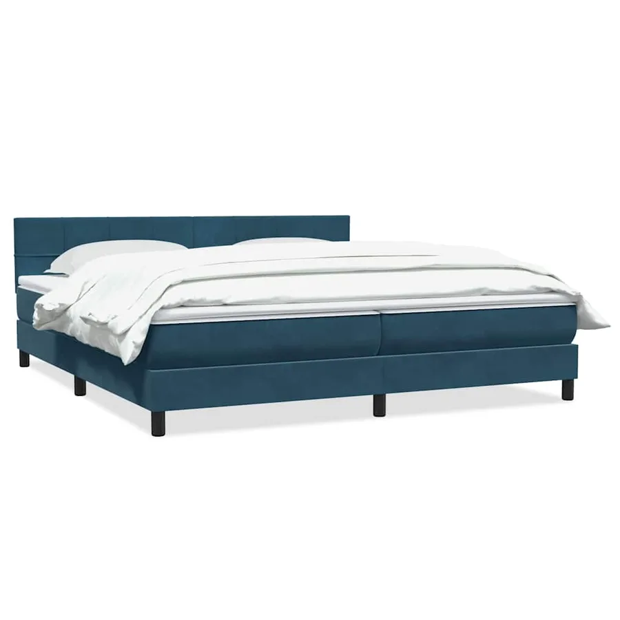 Sommier à lattes de lit et matelas bleu foncé 180x220cm velours - 2