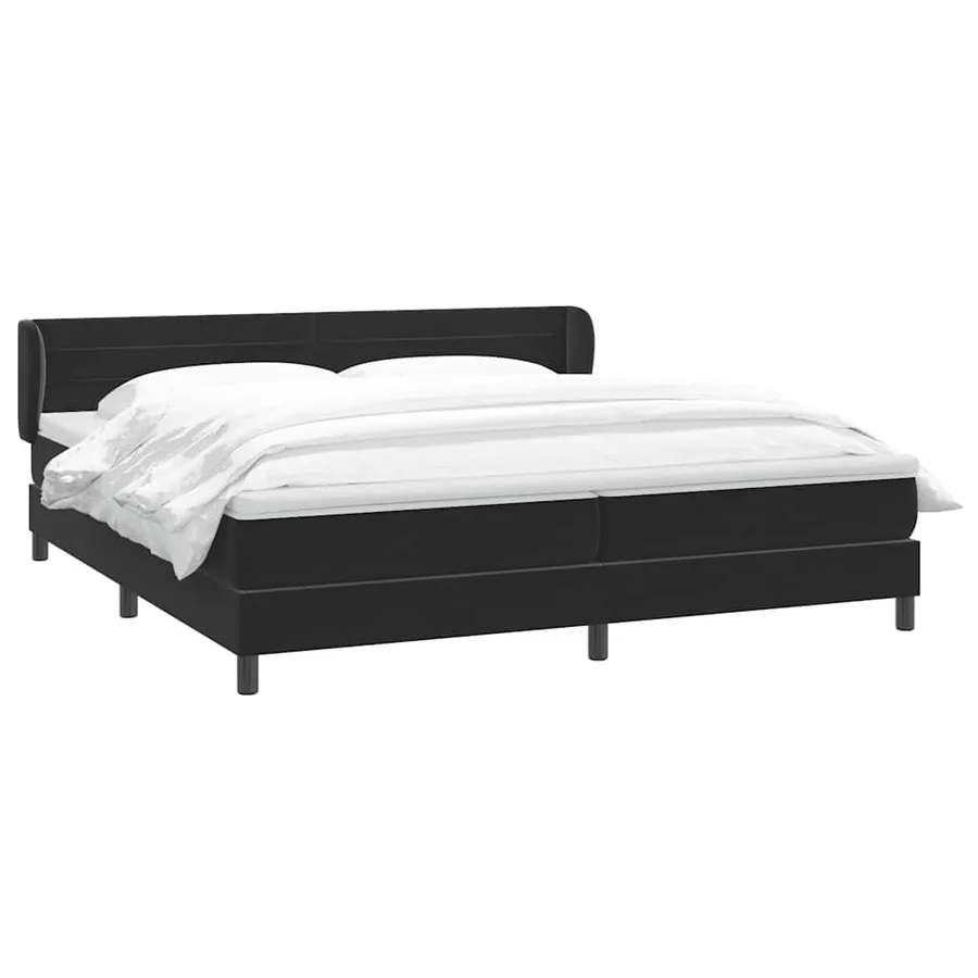 Sommier à lattes de lit avec matelas noir 180x220 cm velours - 3