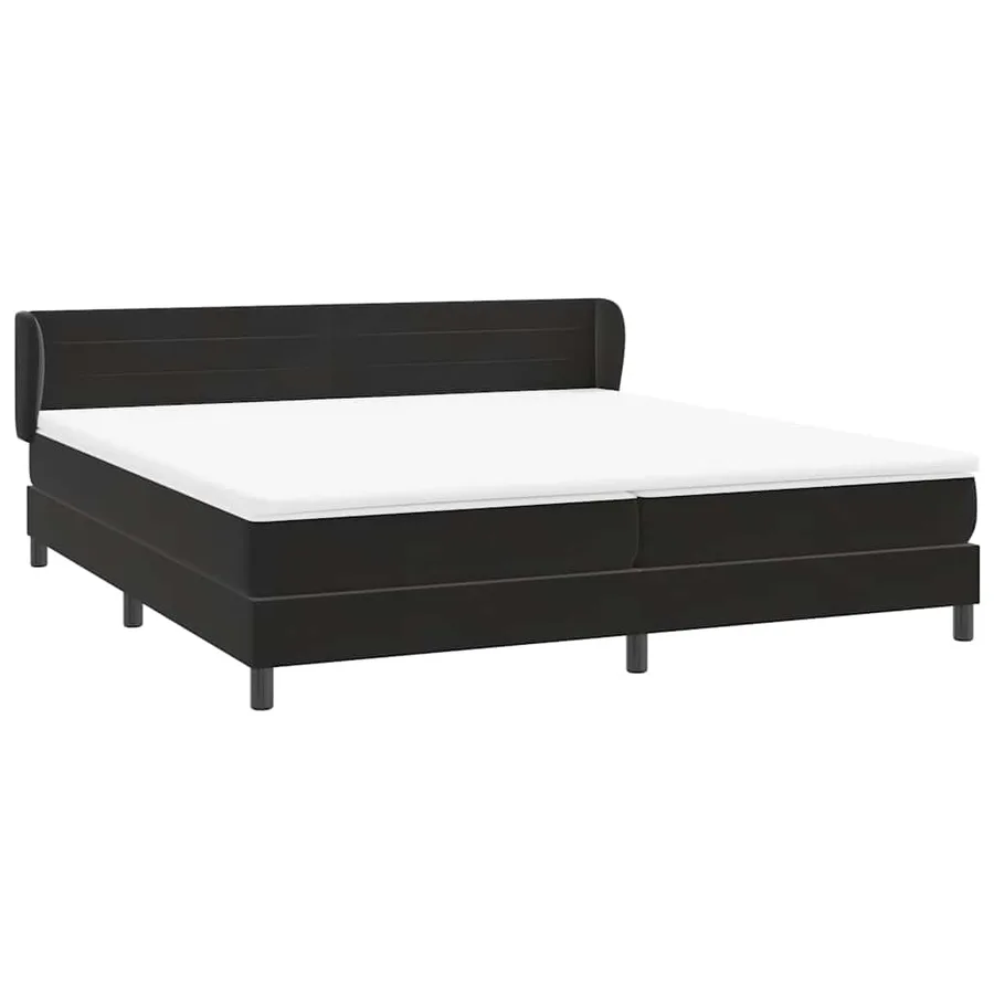 Sommier à lattes de lit avec matelas noir 180x220 cm velours - 4