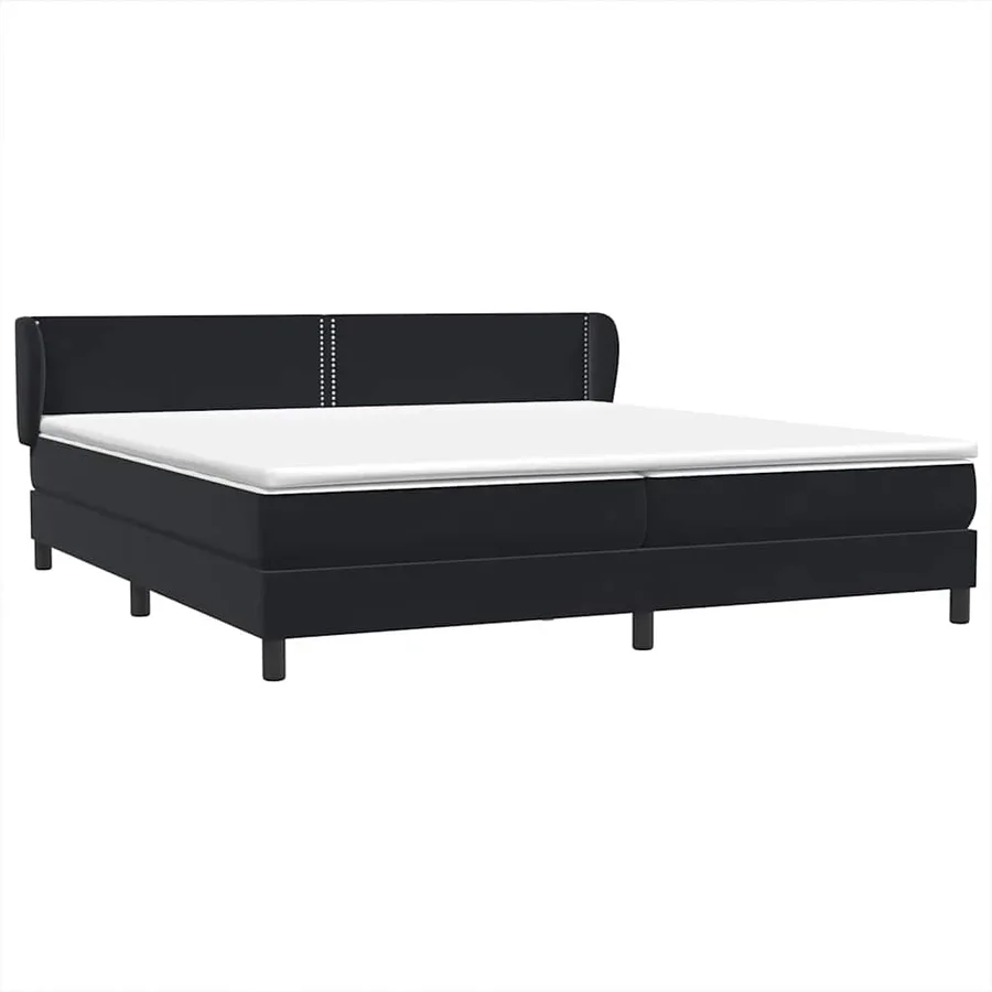 Sommier à lattes de lit avec matelas noir 180x220 cm velours - 4