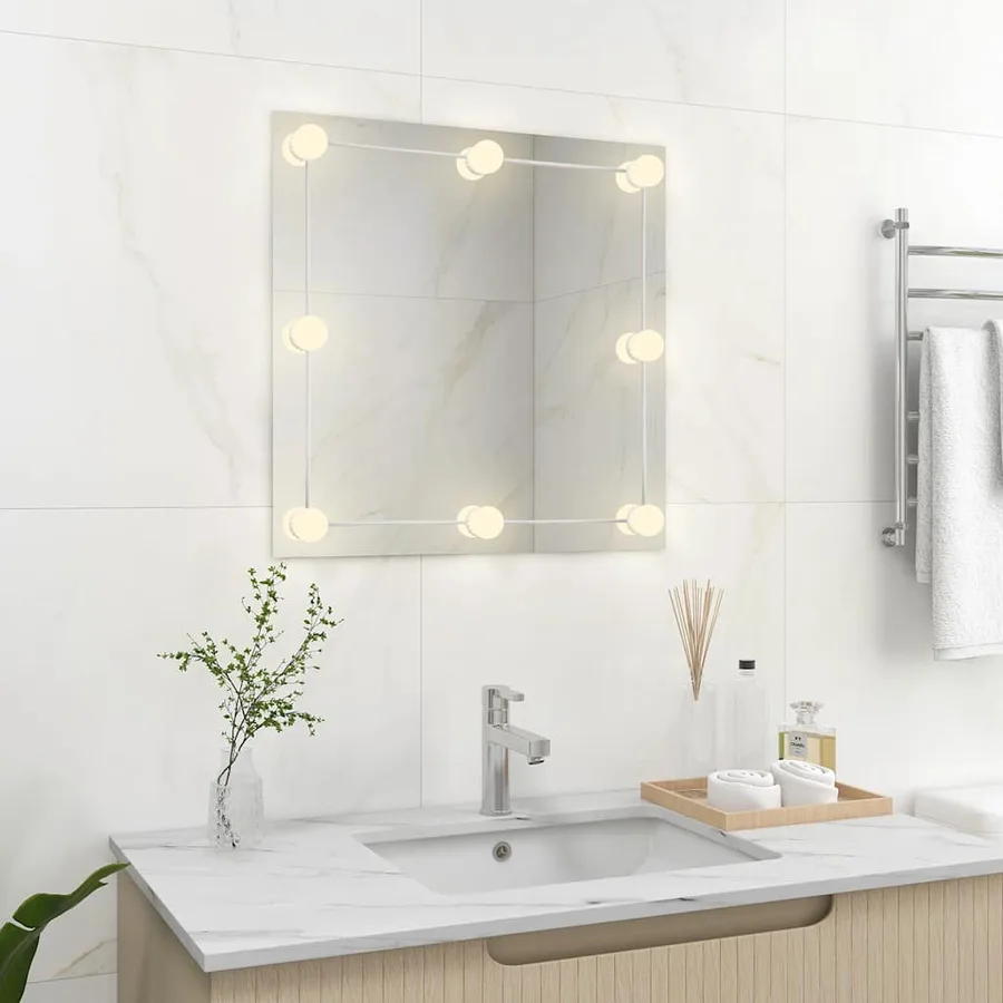 Miroir mural avec lampes LED Carré Verre - 3