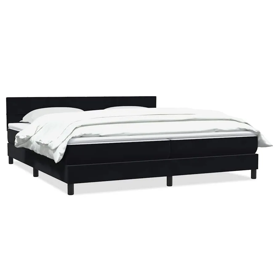 Sommier à lattes de lit avec matelas noir 180x220 cm velours - 2