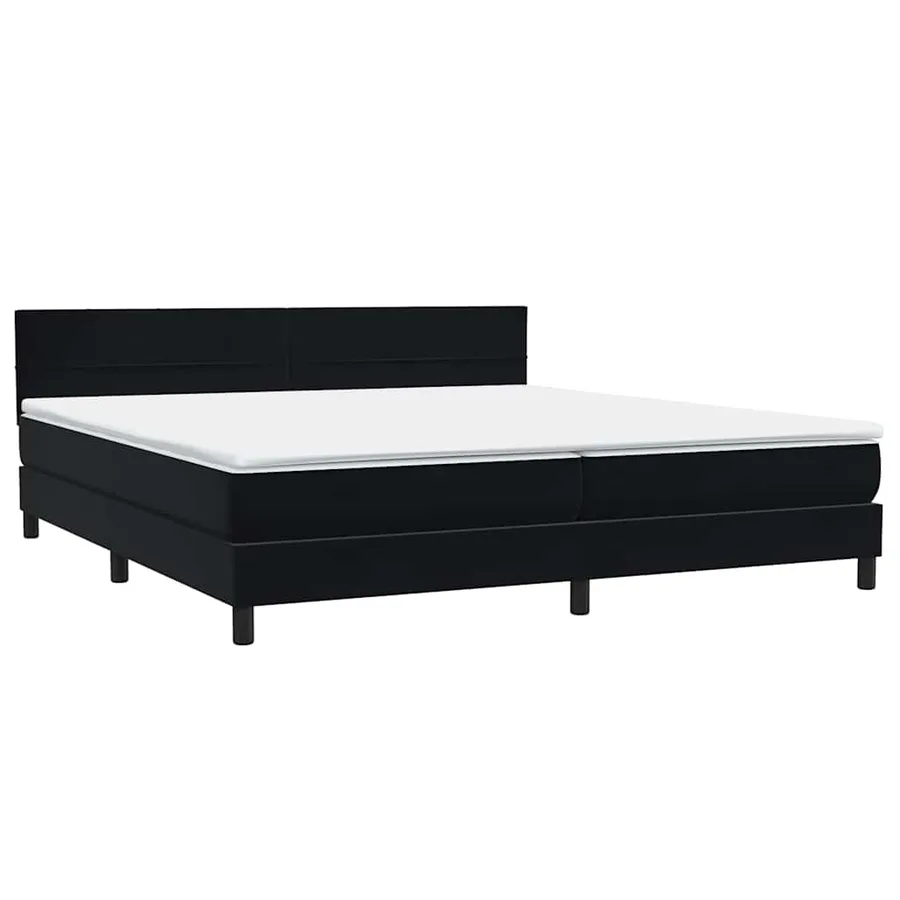 Sommier à lattes de lit avec matelas noir 180x220 cm velours - 4