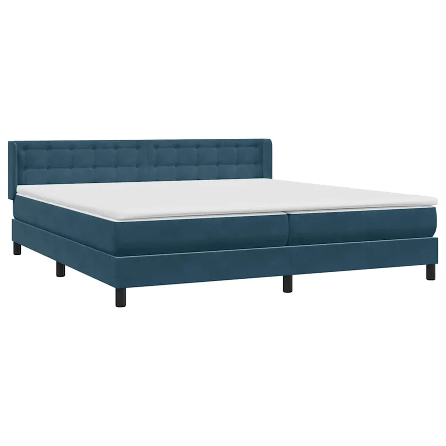 Sommier à lattes de lit et matelas bleu foncé 180x220cm velours - 4