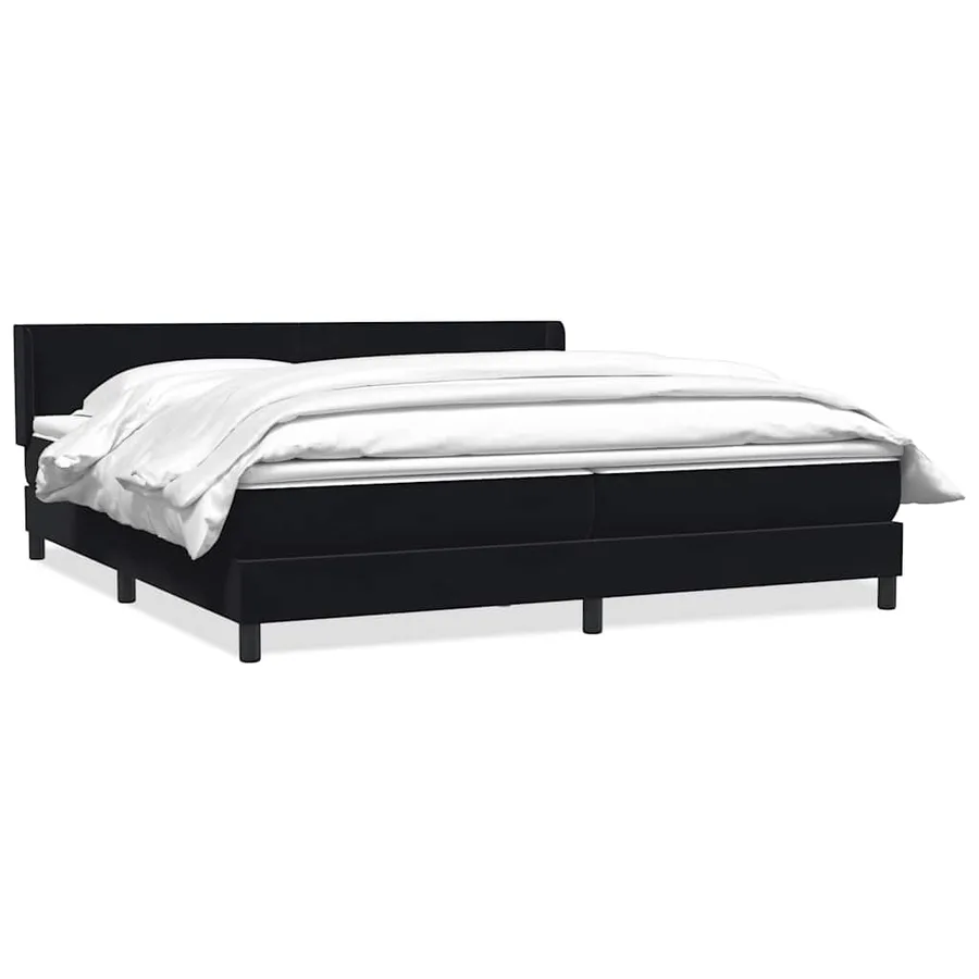 Sommier à lattes de lit avec matelas noir 180x220 cm velours - 2