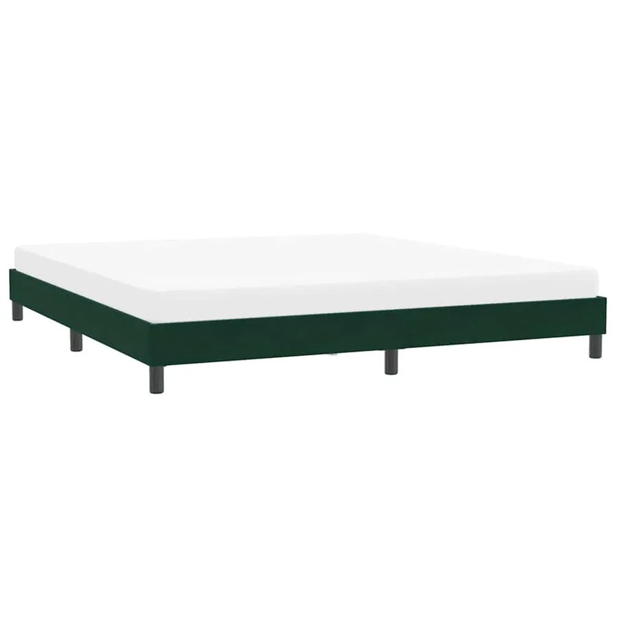 Cadre de lit sans matelas vert foncé 200x220 cm velours - 4