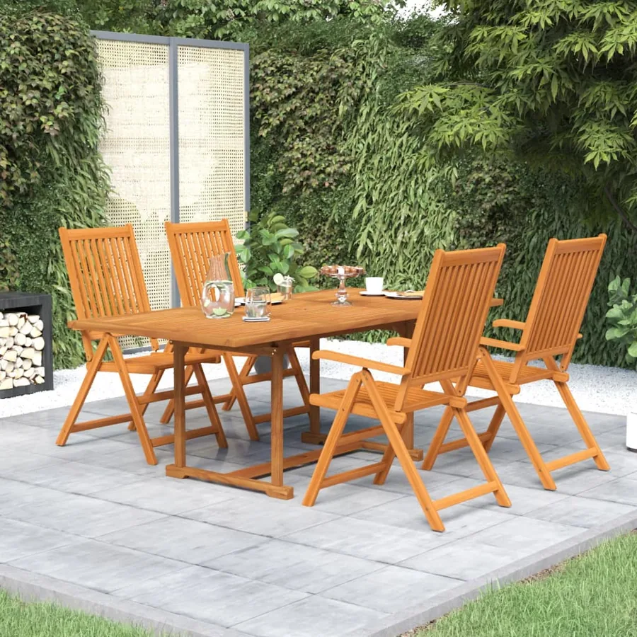 Ensemble à manger de jardin 5 pcs Bois d'acacia massif 150-200 cm