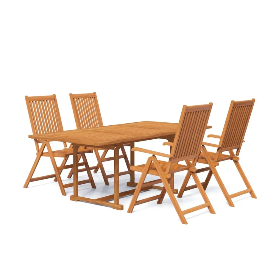 Ensemble à manger de jardin 5 pcs Bois d'acacia massif 150-200 cm - 2