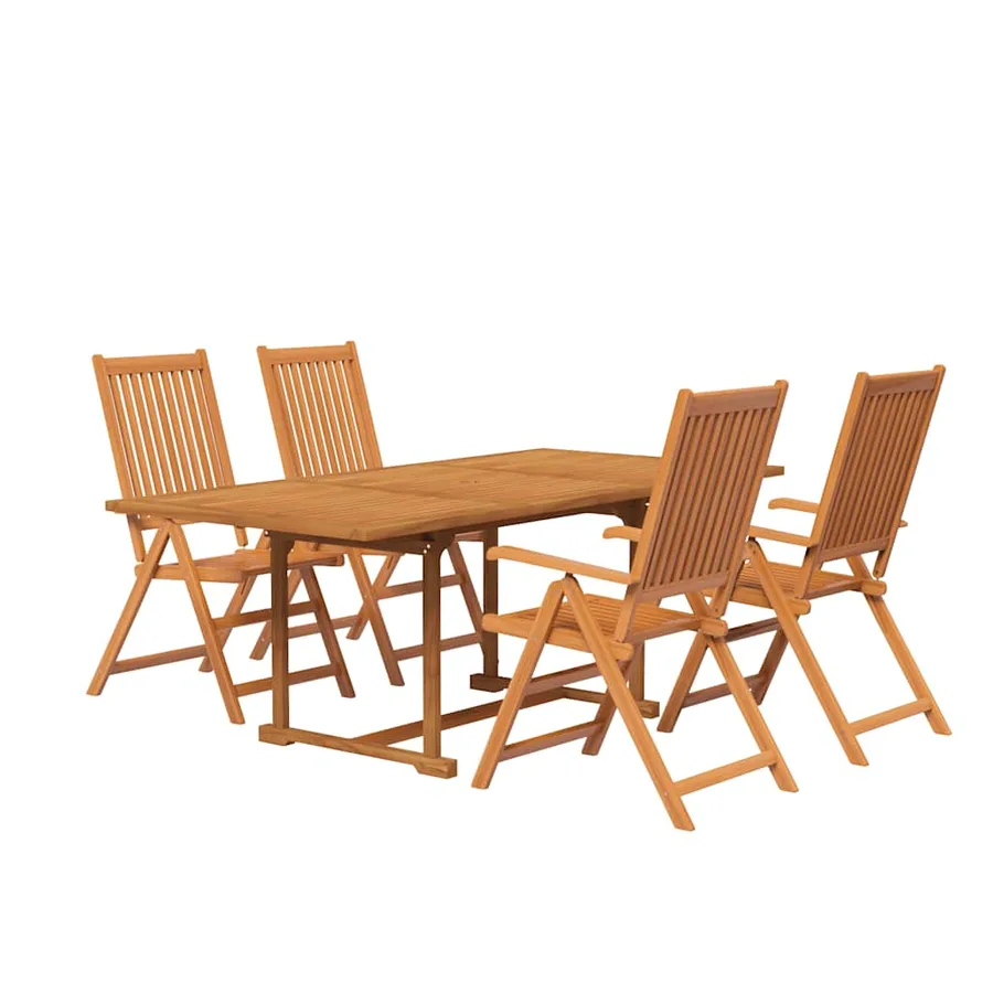 Ensemble à manger de jardin 5 pcs Bois d'acacia massif 150-200 cm - 3