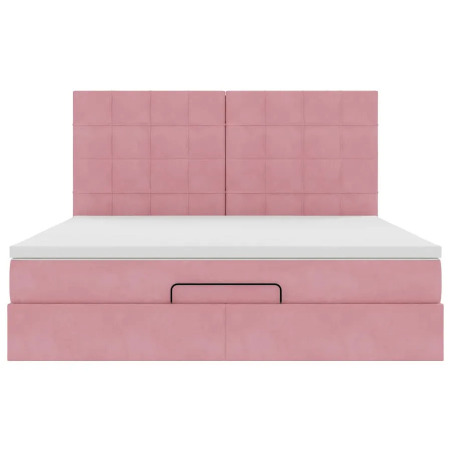 Cadre de lit ottoman avec matelas rose 160x200 cm velours - 7