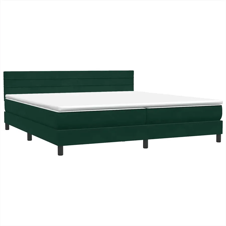 Sommier à lattes de lit et matelas vert foncé 200x220cm velours - 4