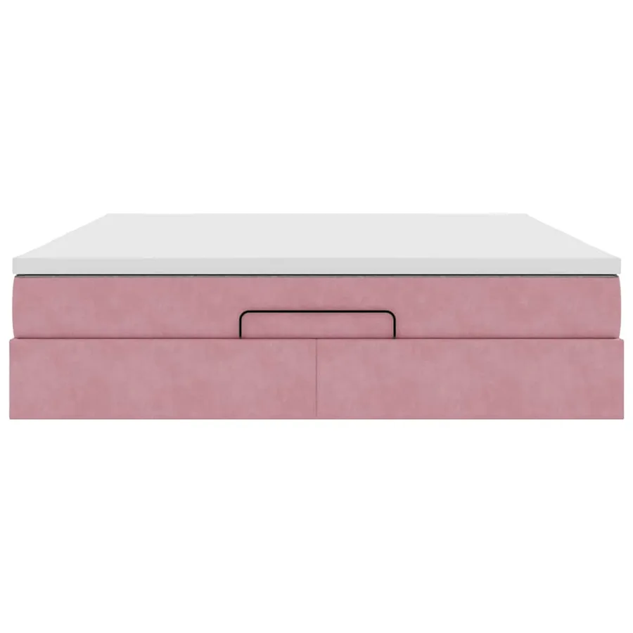 Cadre de lit ottoman avec matelas rose 160x200 cm velours - 7