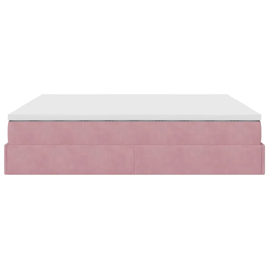 Cadre de lit ottoman avec matelas rose 160x200 cm velours - 9