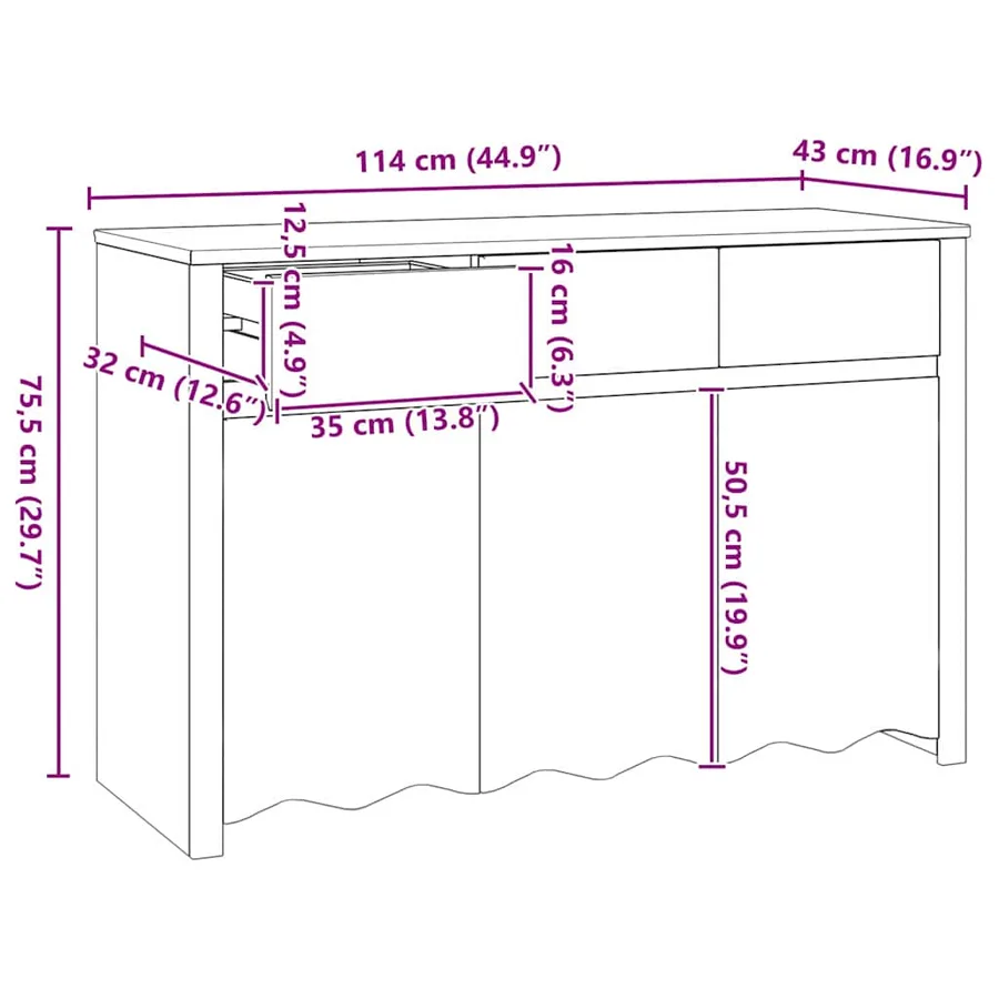 Buffet Drammen Blanc 114 x 43 x 75,5 cm Bois de pin massif - 12