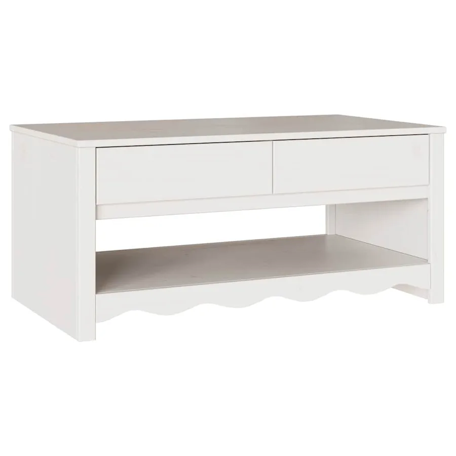 Table basse Drammen Blanc 99 x 55 x 45 cm Bois de pin massif - 2