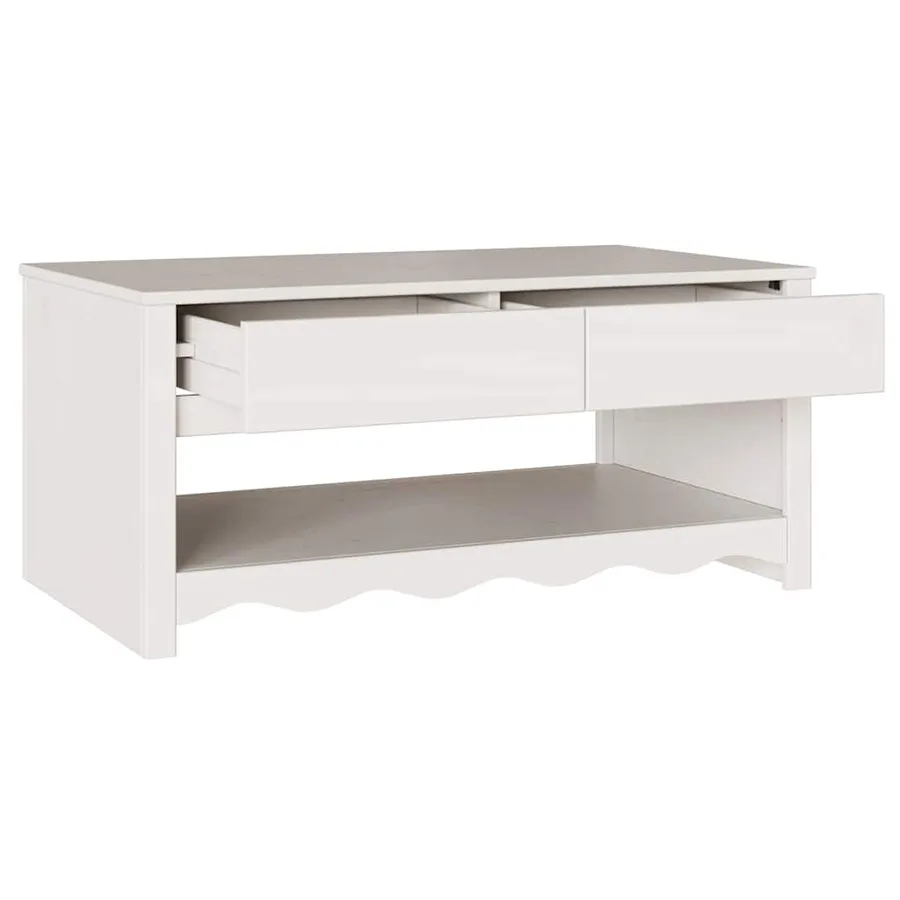 Table basse Drammen Blanc 99 x 55 x 45 cm Bois de pin massif - 5