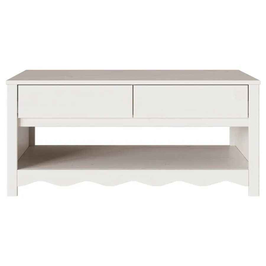 Table basse Drammen Blanc 99 x 55 x 45 cm Bois de pin massif - 7
