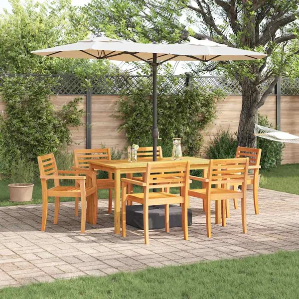 Ensemble de salle à manger pour jardin 7 pcs Marron