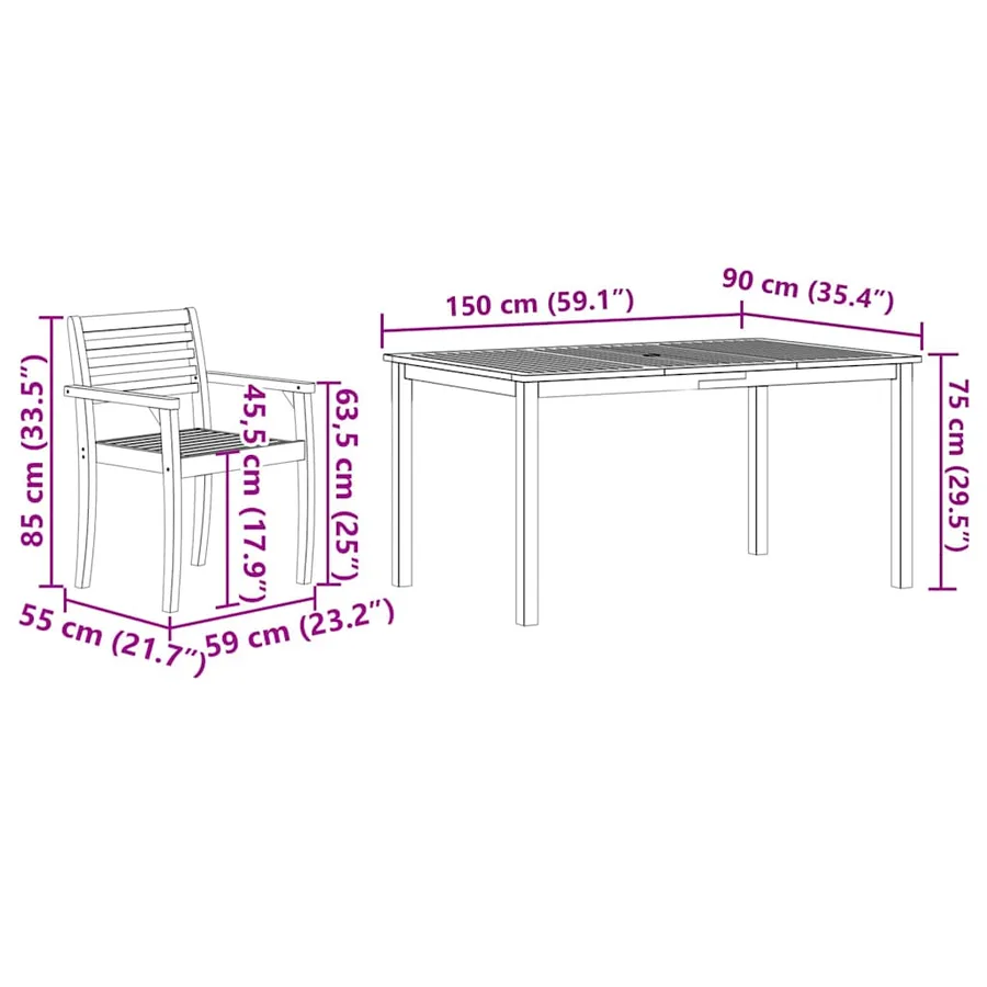 Ensemble de salle à manger pour jardin 7 pcs Marron - 11