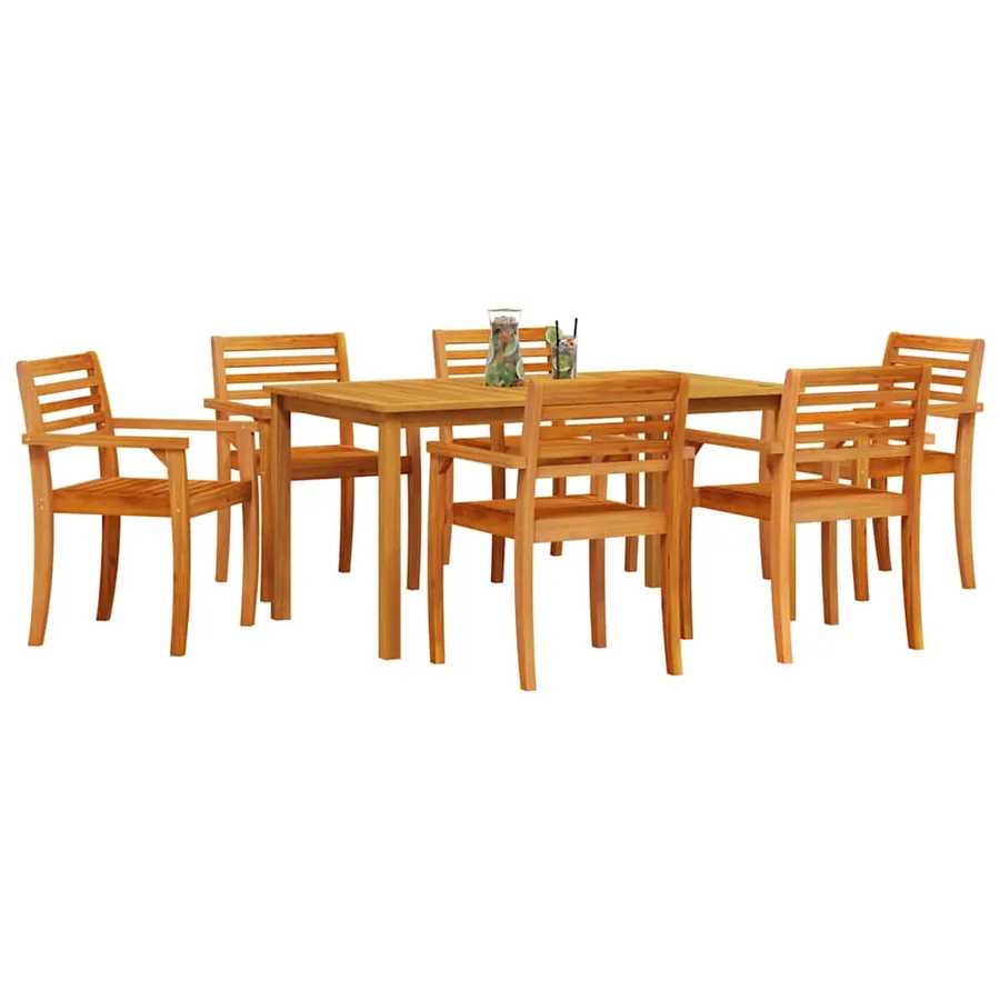 Ensemble de salle à manger pour jardin 7 pcs Marron - 3