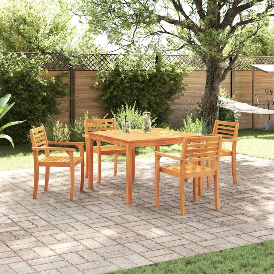Ensemble de salle à manger pour jardin 5 pcs Marron