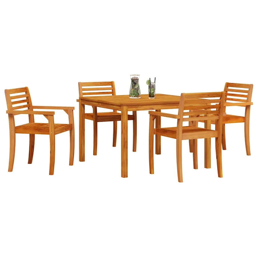 Ensemble de salle à manger pour jardin 5 pcs Marron - 3