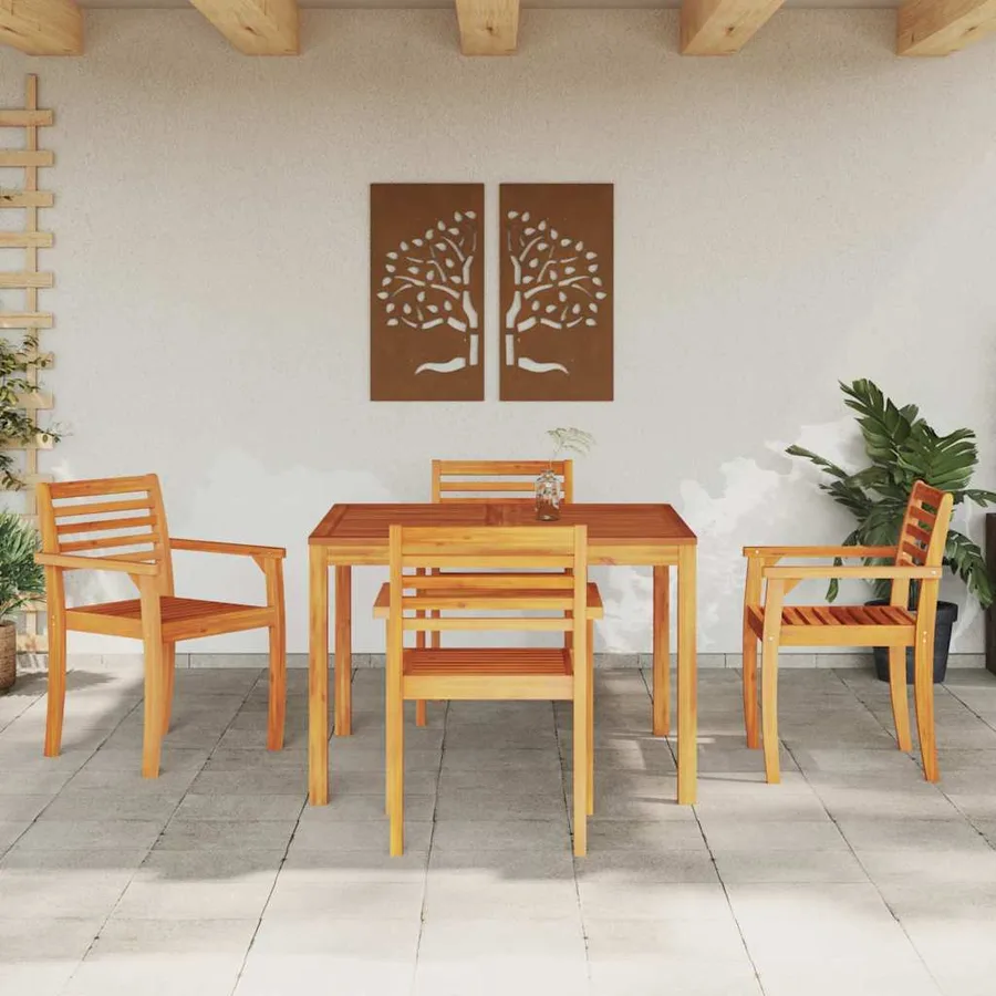 Ensemble de salle à manger pour jardin 5 pcs Marron - 4
