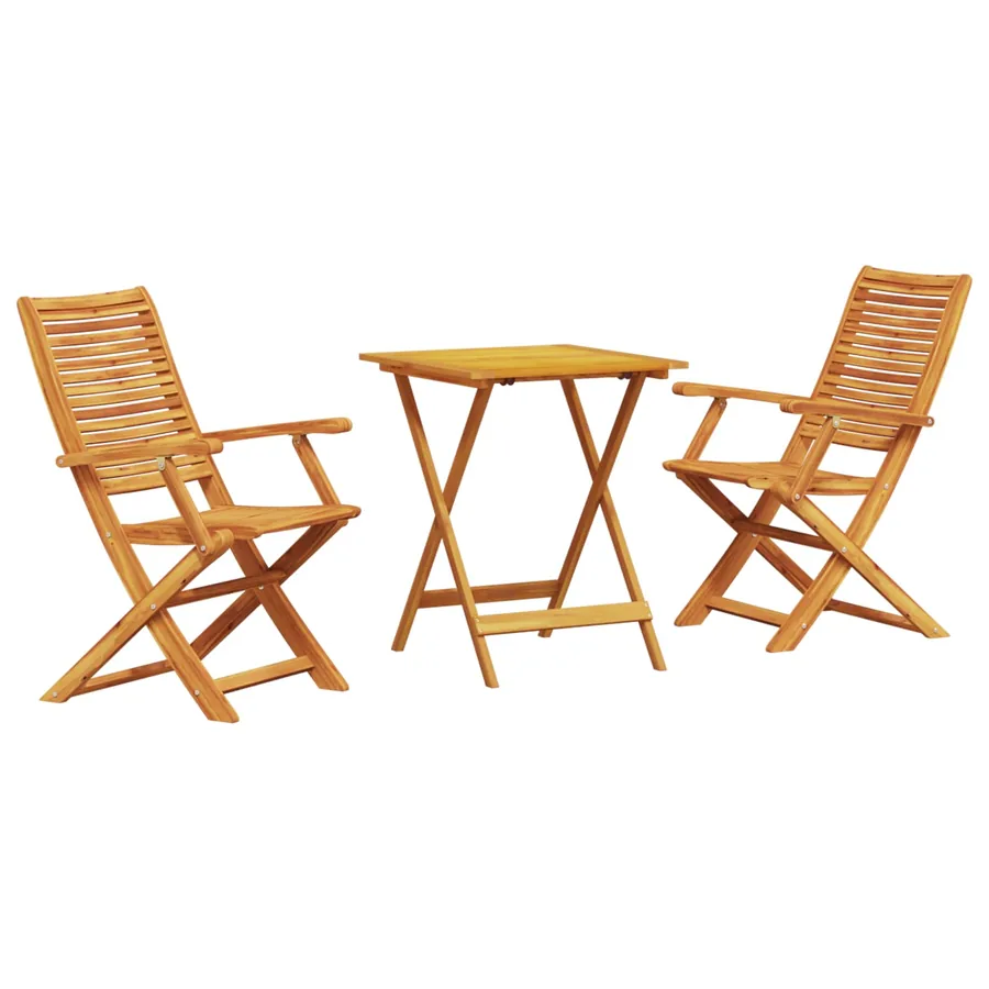Ensemble bistro pliant 3 pcs Marron Bois d'Acacia Massif