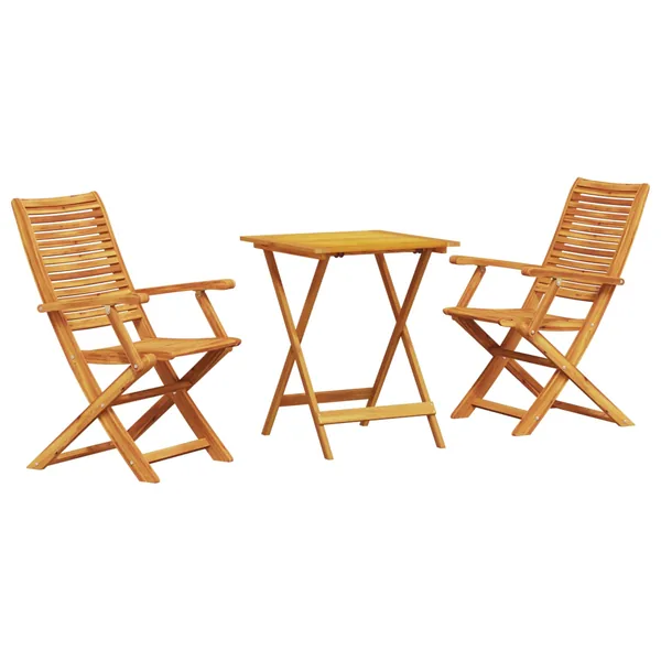 Ensemble bistro pliant 3 pcs Marron Bois d'Acacia Massif
