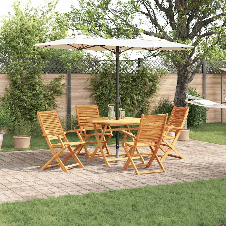 Ensemble de salle à manger pour jardin 5 pcs Marron