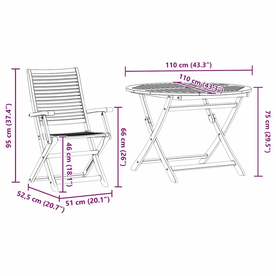 Ensemble de salle à manger pour jardin 5 pcs Marron - 14