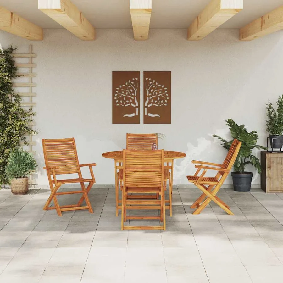 Ensemble de salle à manger pour jardin 5 pcs Marron - 4
