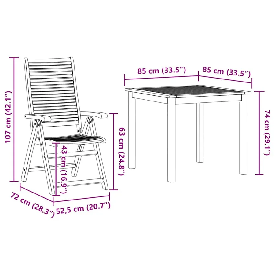Ensemble de salle à manger pour jardin 3 pcs Marron - 13