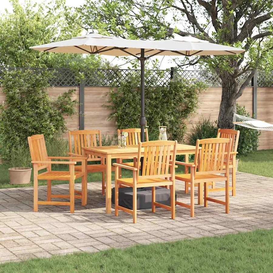 Ensemble de salle à manger pour jardin 7 pcs Marron