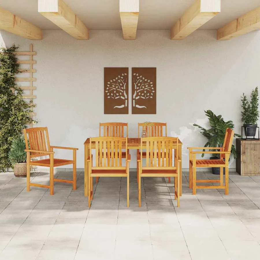 Ensemble de salle à manger pour jardin 7 pcs Marron - 4
